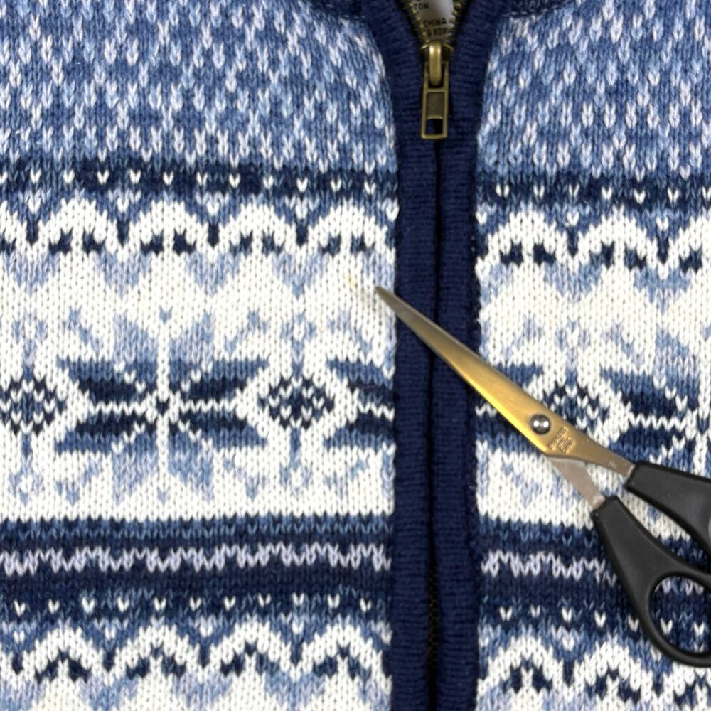 Heirloom Collectibles Vintage Hand Knit Zip Up Cardigan Sweater Women's M Blue - Picture 12 of 12
